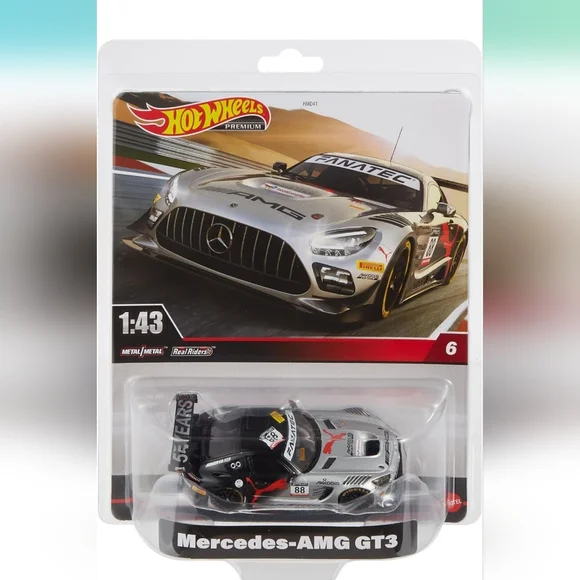 Hot Wheels Real Riders Mercedes-AMG GT3 Die Cast Car 1:43 Scale HMD44 - Picture 1 of 7